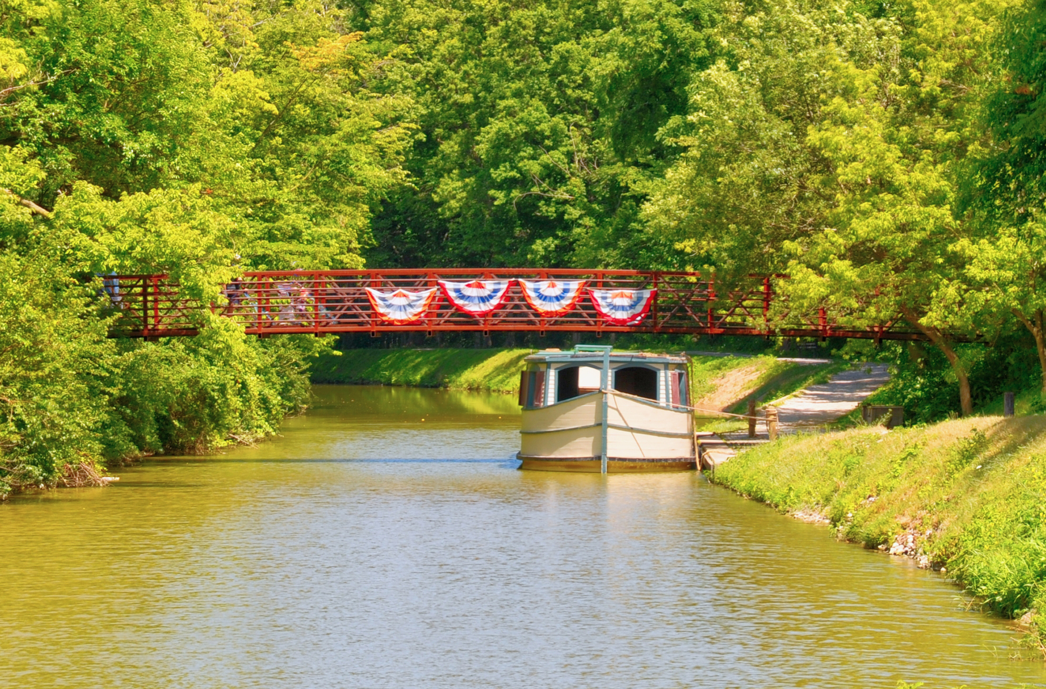 Canal Boat and bridge on the Erie canal-Watertown Ohio